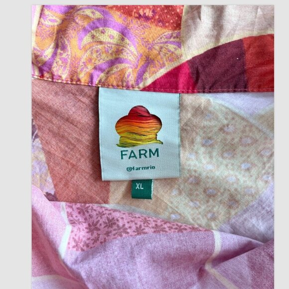 Farm Rio Patch Twirl One Shoulder Maxi Dress Size XL 100% Cotton Pink Red Multi - Picture 4 of 12